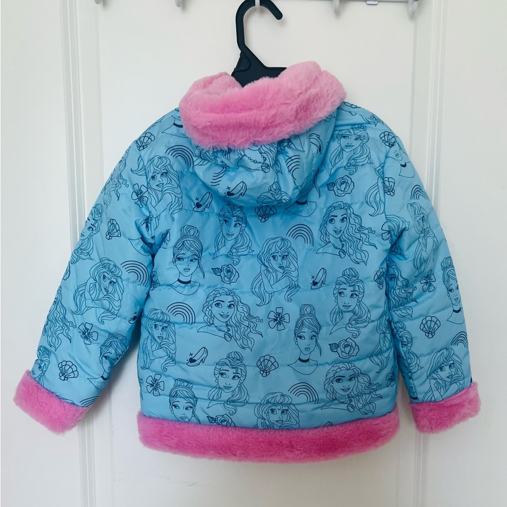❤️Disney Girls Puffer/Faux Fur Hooded Reversible Jacket Size 4 (NWT) - Picture 8 of 16